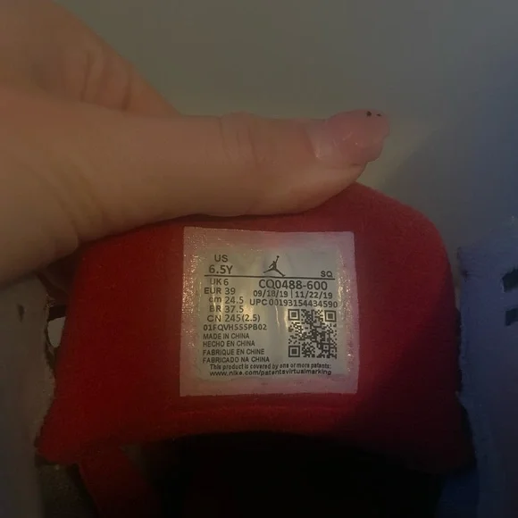 Jordan Kids Bright Red and Gray Sneakers - Picture 4 of 4